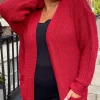 CurveWow Slouch Pocket Knitted Cardigan Pomegranate