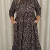 CurveWow Smock Dress With Pockets Leopard