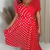 CurveWow Spliced Wrap Dress Red Polka Dot