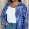 CurveWow Stripe Shirt Blue/White