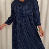 CurveWow Tassel Midaxi Dress Tiny Navy Polka Dot