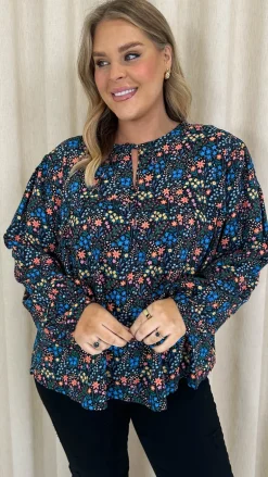 CurveWow Tie Neck Blouse Multi Floral