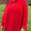 CurveWow Tie Neck Swing Top Red