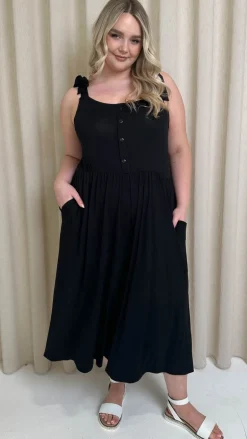 CurveWow Tie Strap Culotte Jumpsuit Black