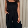 CurveWow Tie Strappy Wideleg Jumpsuit Black