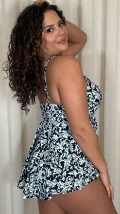 CurveWow Tie Tankini Top Black Barque