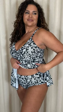 CurveWow Tie Tankini Top Black Barque