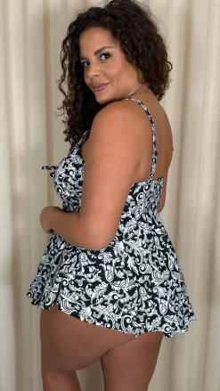 CurveWow Tie Tankini Top Black Barque