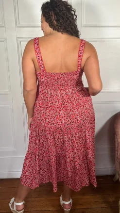 CurveWow Tiered Cami Dress Red Ditsy