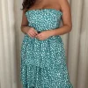 CurveWow Tiered Maxi Dress Green Smudge