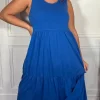 CurveWow Tiered Sundress Cobalt Blue