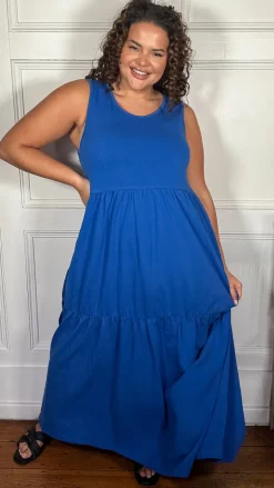 CurveWow Tiered Sundress Cobalt Blue