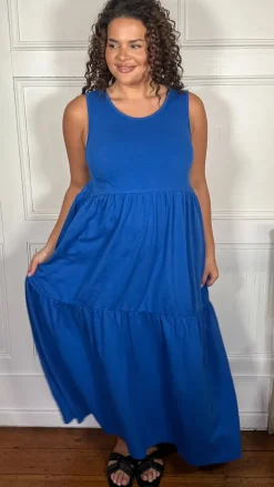 CurveWow Tiered Sundress Cobalt Blue