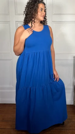 CurveWow Tiered Sundress Cobalt Blue