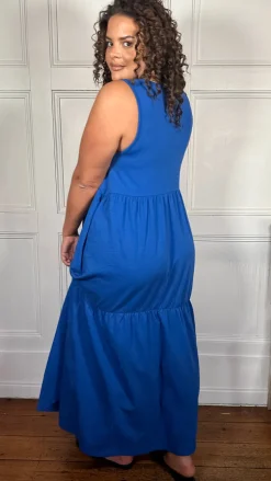 CurveWow Tiered Sundress Cobalt Blue