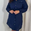CurveWow Utility Shirt Dress Navy
