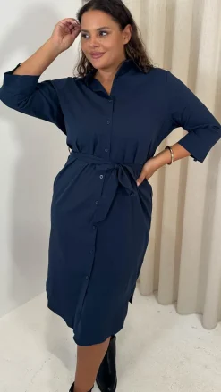 CurveWow Utility Shirt Dress Navy