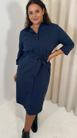 CurveWow Utility Shirt Dress Navy