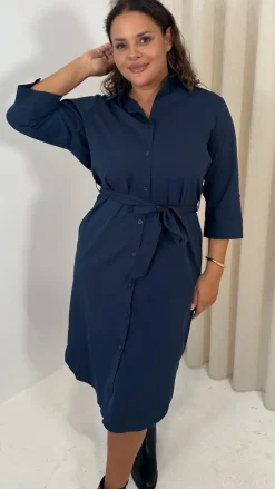 CurveWow Utility Shirt Dress Navy