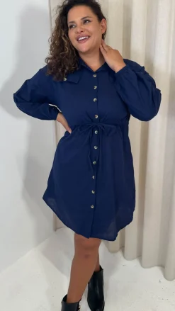 CurveWow Utility Shirt Dress Navy