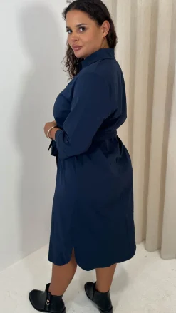 CurveWow Utility Shirt Dress Navy