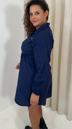 CurveWow Utility Shirt Dress Navy