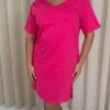CurveWow V Neck Shirt Dress Fuchsia