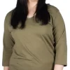 CurveWow V Neck Top Olive