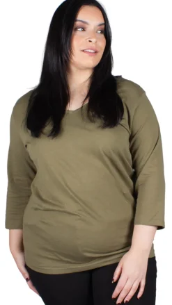 CurveWow V Neck Top Olive