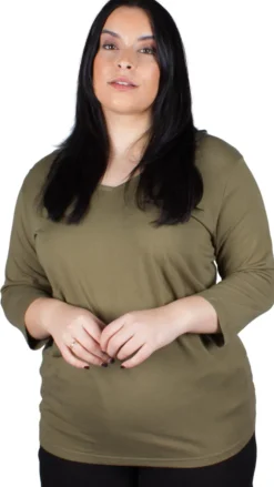CurveWow V Neck Top Olive