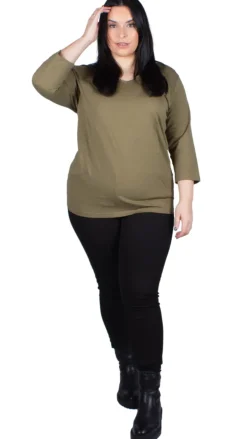 CurveWow V Neck Top Olive