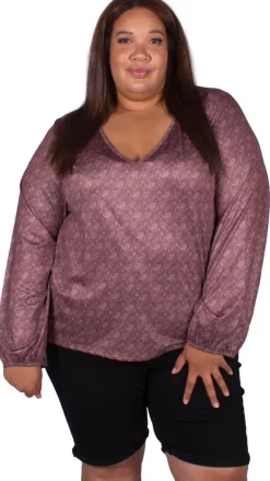 CurveWow V-Neck Swing Top Brown