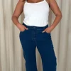 CurveWow Wide Leg Jeans Mid Blue Wash