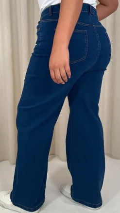 CurveWow Wide Leg Jeans Mid Blue Wash