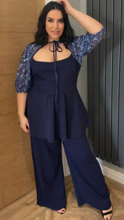CurveWow Wide Leg Trouser Navy
