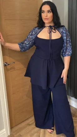 CurveWow Wide Leg Trouser Navy