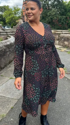 CurveWow Woven Button Front Dress Patchwork Floral