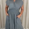 CurveWow Wrap Front Sundress Grey