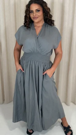 CurveWow Wrap Front Sundress Grey