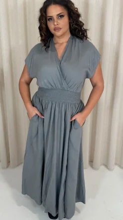 CurveWow Wrap Front Sundress Grey