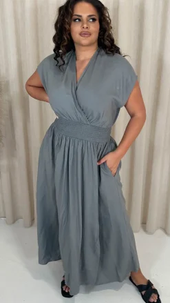 CurveWow Wrap Front Sundress Grey