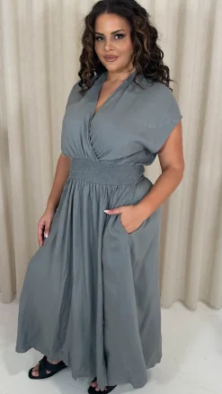 CurveWow Wrap Front Sundress Grey