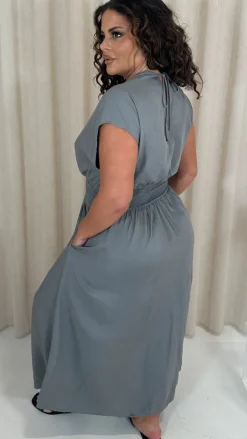 CurveWow Wrap Front Sundress Grey