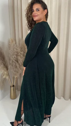 CurveWow Wrap Maxi Dress Green Black