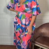 CurveWow Wrap Midi Dress Multi Abstract