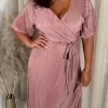 CurveWow Wrap Plisse Dress Baby Pink