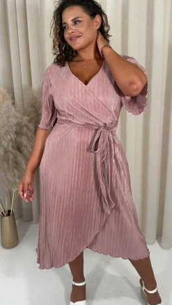 CurveWow Wrap Plisse Dress Baby Pink