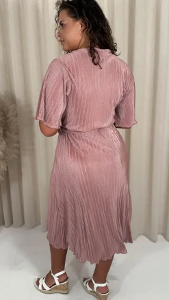CurveWow Wrap Plisse Dress Baby Pink