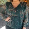 CurveWow Wrap Top Green Leopard