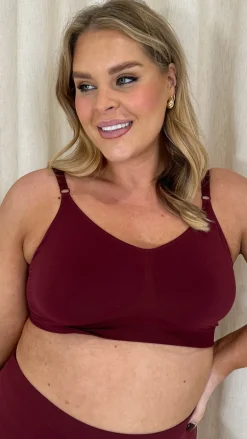 Curvy Seam Free Adjustable Comfort Bra Burgundy
